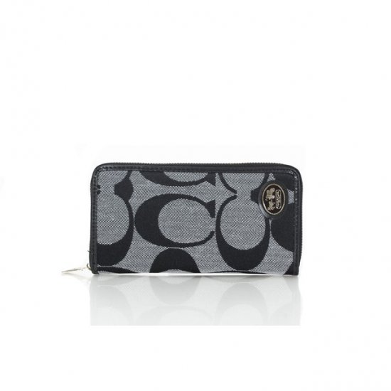 Coach Big Logo Signature Small Grey Black Wallets FEX Coach Big Logo Signature Small Grey Black Wallets FEX